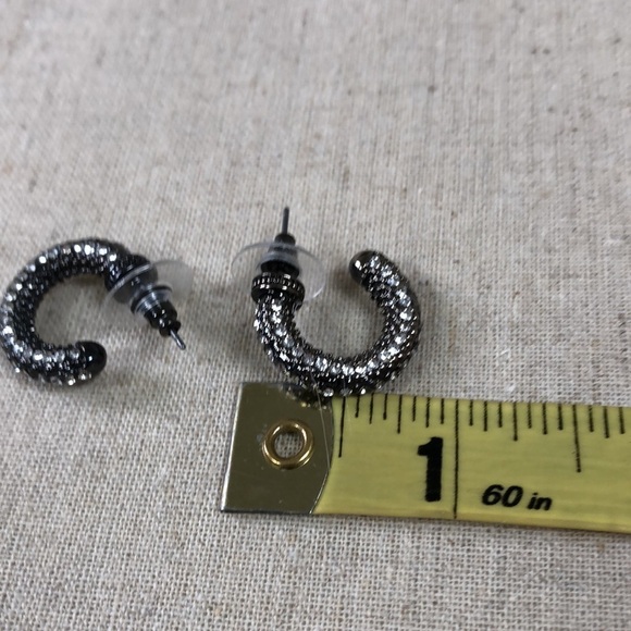 Black Rhinestone and Hematite Earrings - Picture 4 of 4